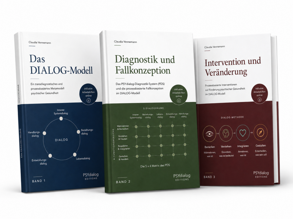 Drei Bände der DIALOG-Buchreihe von PSYdialog editions